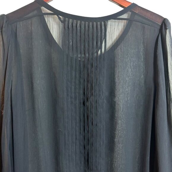 Vintage Guess Jeans Sheer Black Blouse Tunic Top Whimsigoth Dropwaist Blouson L - Picture 8 of 13